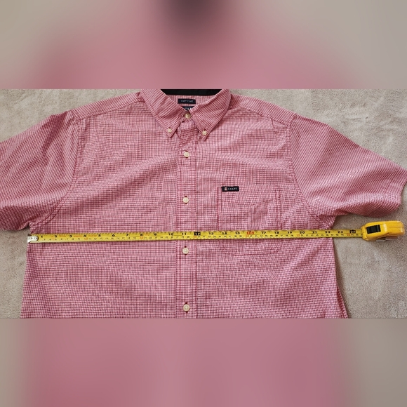 CHAPS MENS EASY CARE PINK CHECKERED SHORT SLEEVES CASUAL DRESS SHIRT SZ MEDIUM M - Picture 6 of 7